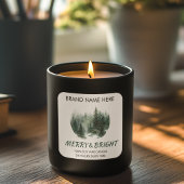 Merry & Bright Modern Pine Trees Candle Label
