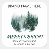 Merry & Bright Modern Pine Trees Candle Label (Voorkant)