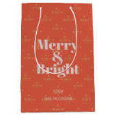 Merry & Bright Modern Rood Goud Trendy Gift Bag Medium Cadeauzakje (Voorkant)