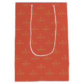 Merry & Bright Modern Rood Goud Trendy Gift Bag Medium Cadeauzakje (Achterkant)
