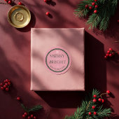 Merry & Bright Modern Roze & Groen Retro Wavy Ronde Sticker