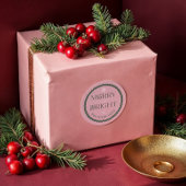 Merry & Bright Modern Roze & Groen Retro Wavy Ronde Sticker