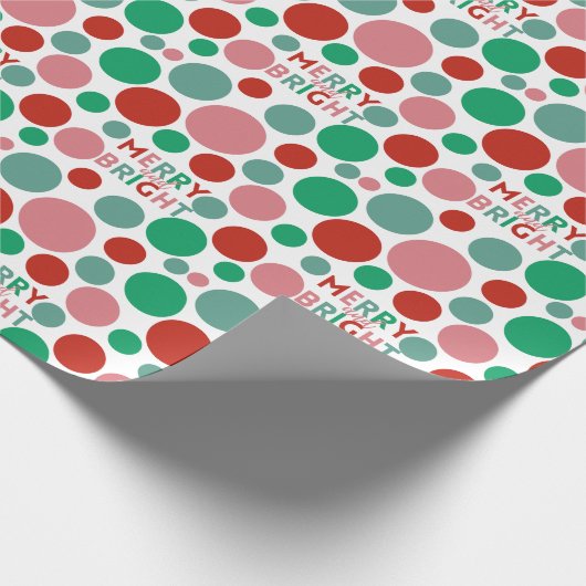Merry & Bright Modern Simple Polka Dot Pattern Cadeaupapier (Hoek)