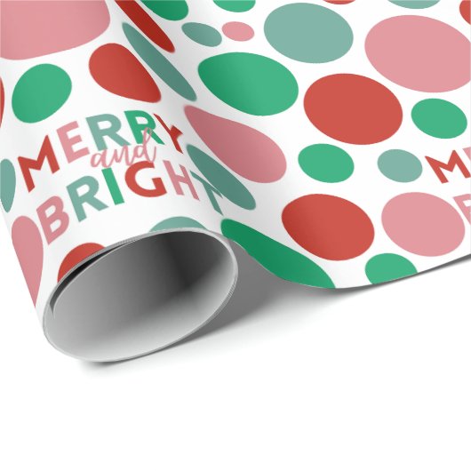 Merry & Bright Modern Simple Polka Dot Pattern Cadeaupapier (Rol Hoek)