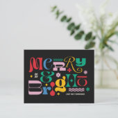 Merry & Bright Modern Type Mix Holiday Briefkaart (Staand voorkant)
