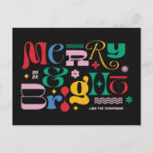 Merry & Bright Modern Type Mix Holiday Briefkaart (Voorkant)
