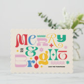 Merry & Bright Modern Type Mix Vakantie Kaart (Staand voorkant)
