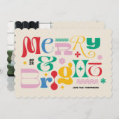 Merry & Bright Modern Type Mix Vakantie Kaart (Voorkant / Achterkant)