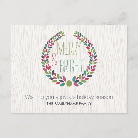 Merry & Bright Modern Woodland Holiday Briefkaart (Voorkant)