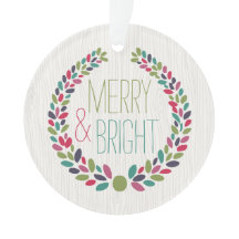 Merry & Bright Modern Woodland Holiday Ornament