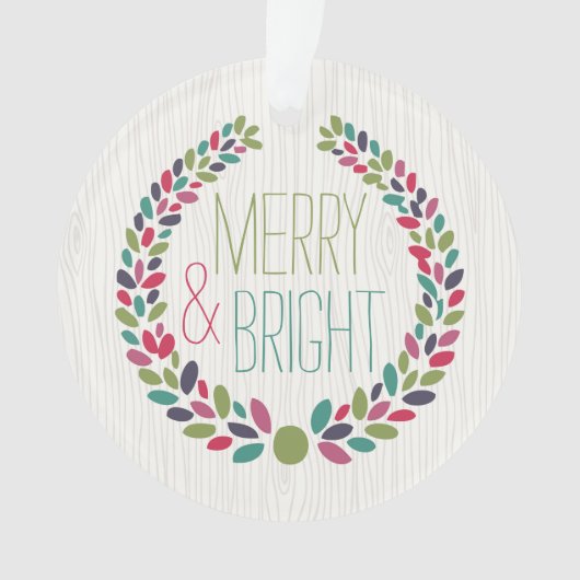 Merry & Bright Modern Woodland Holiday Ornament (voorkant)