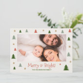 Merry Bright Moderne Familie foto Scandi Kerstmis Feestdagenkaart (Staand voorkant)