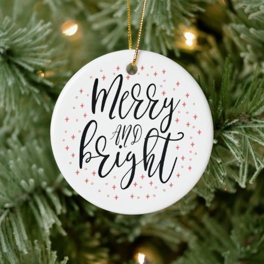Merry & Bright | Moderne Kerst Foto Ornament (Boom)