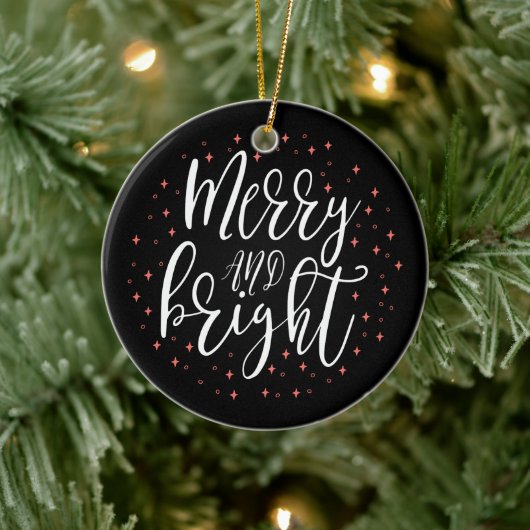 Merry & Bright | Moderne kerstfoto-Ornament Keramisch Ornament (Boom)