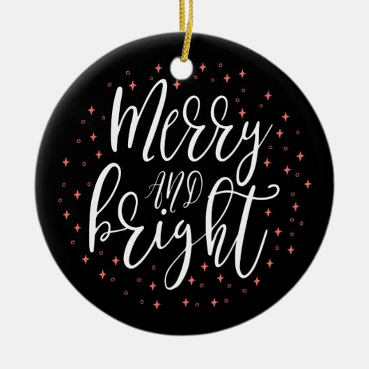 Merry & Bright | Moderne kerstfoto-Ornament Keramisch Ornament (Voorkant)