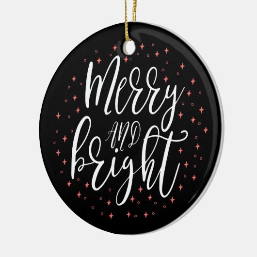Merry & Bright | Moderne kerstfoto-Ornament Keramisch Ornament (Links)