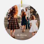 Merry & Bright | Moderne kerstfoto-Ornament Keramisch Ornament (Achterkant)