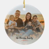 Merry & Bright | Moderne kerstfoto-Ornament Keramisch Ornament (Achterkant)