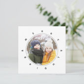 Merry & Bright Moderne Photo Simple Holiday Card Aankondiging (Staand voorkant)