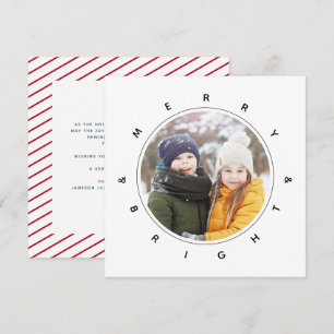 Merry & Bright Moderne Photo Simple Holiday Card Aankondiging