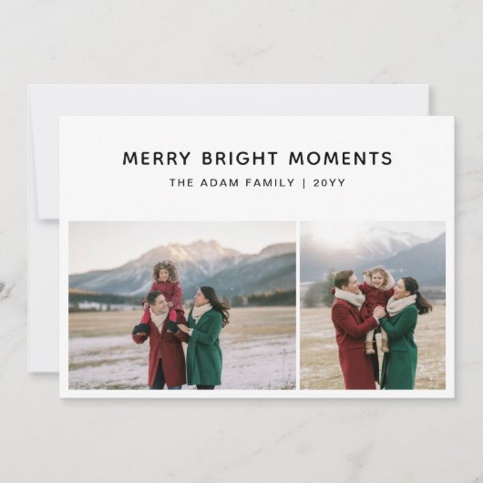 Merry Bright Moments Modern 2 Photo Feestdagenkaart (Voorkant)