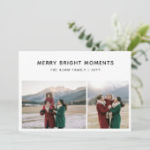 Merry Bright Moments Modern 2 Photo Feestdagenkaart (Staand voorkant)