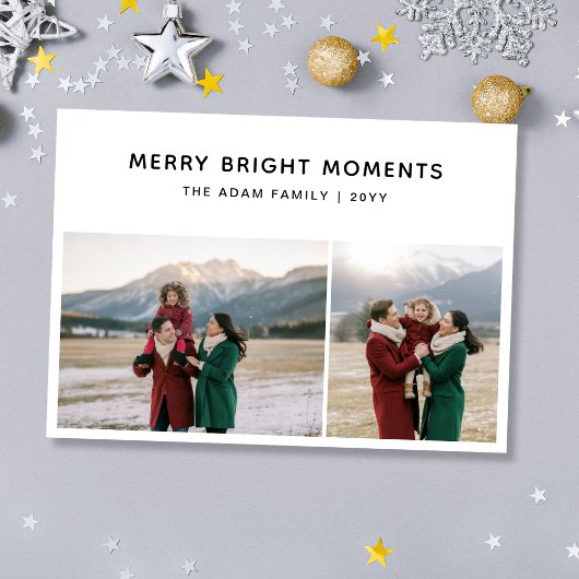 Merry Bright Moments Modern 2 Photo Feestdagenkaart