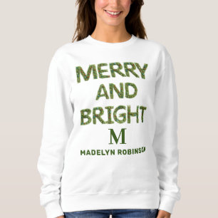 Merry & Bright Monogram Vrouwen Gepersonaliseerd M Trui