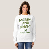 Merry & Bright Monogram Vrouwen Gepersonaliseerd M Trui (Voorkant volledig)