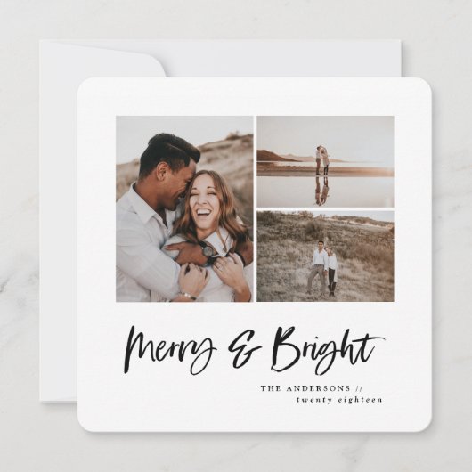 Merry & Bright multi foto kerstkaart (Voorkant)