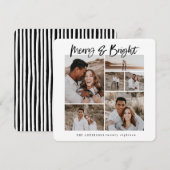 Merry & Bright multi foto kerstkaart (Voorkant / Achterkant)