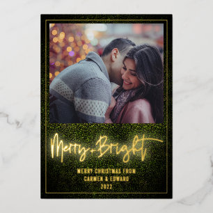 Merry + Bright Neon Buxus Kerst Foto Folie Uitnodiging
