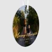 Merry & Bright Neon Lettering Photo Holiday Ornament (voorkant)