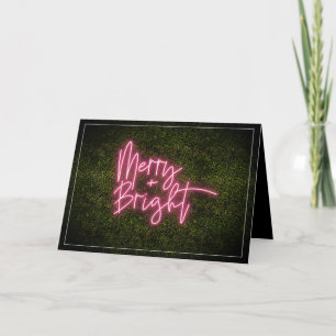 Merry + Bright Neon Sign Boxwood Kerstmis Kaart