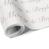 "Merry & Bright" Neutral Script Minimalist Cadeaupapier (Rol Hoek)