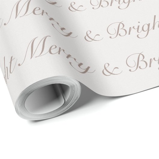 "Merry & Bright" Neutral Script Minimalist Cadeaupapier (Rol Hoek)