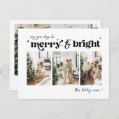 Merry & Bright Neutrale Kerst foto  Kerstfeest Feestdagenkaart (Voorkant / Achterkant)