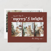 Merry & Bright Neutrale Kerst foto  Kerstvakantie Feestdagenkaart (Voorkant / Achterkant)
