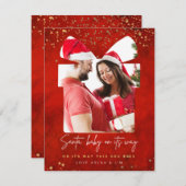 Merry & Bright Nieuwe baby zwangerschap aankondigi Feestdagenkaart (Voorkant / Achterkant)