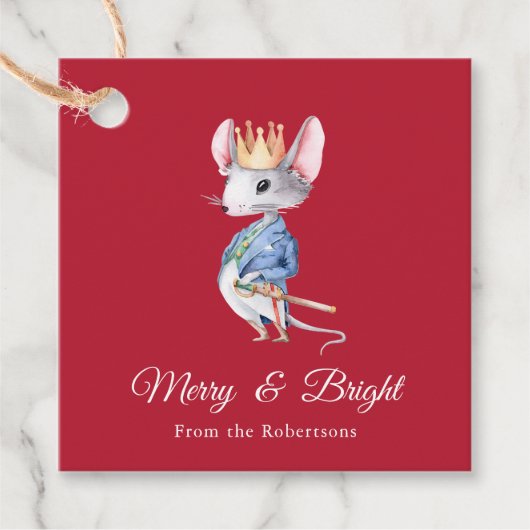 Merry & Bright Nutcracker Mouse Christmas Bedankjes Labels (Voorkant)