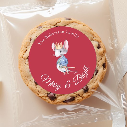 Merry & Bright Nutcracker Mouse Christmas Sticker