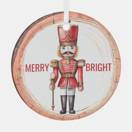 Merry Bright Nutcracker Speelgoed Soldier Glas Ornament (Voorkant)