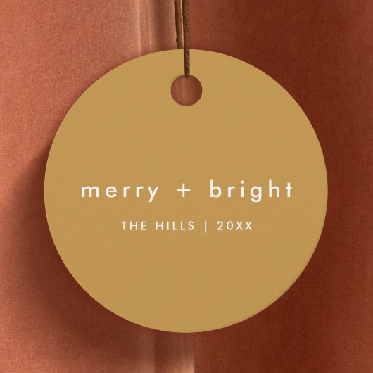 Merry + Bright | Ocher Mustard Gold Kerstmis Bedankjes Labels