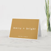 Merry + Bright | Ocher Mustard Gold Kerstmis Feestdagen Kaart (Voorkant)