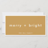 Merry + Bright | Ocher Mustard Gold Kerstmis Feestdagenkaart (Voorkant)