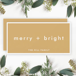 Merry + Bright | Ocher Mustard Gold Kerstmis Feestdagenkaart