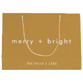 Merry + Bright | Ocher Mustard Gold Kerstmis Groot Cadeauzakje (Achterkant)