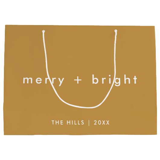 Merry + Bright | Ocher Mustard Gold Kerstmis Groot Cadeauzakje (Achterkant)