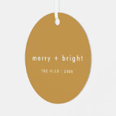 Merry + Bright | Ocher Mustard Gold Kerstmis Metalen Ornament (Voorkant links)