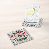Merry & Bright On Weathered Wooden Planten Pattern Kartonnen Onderzetters (Insitu)